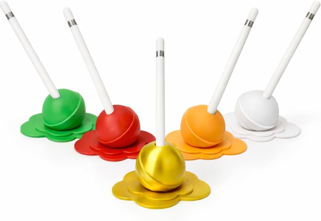 Apple Pencil Holder Stand, Cute Melting Lollipop Desk Pen Organizer, Decorative Pencil Stand for Apple Pencil 1st 2nd Generation, Kawaii Home Office Desk Accessories Gift (Red)
