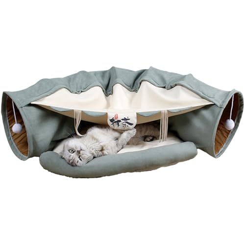 Katzenbett- Tunnel, weicher Katzenspieltunnel für Indoor- Katzen- tragbares Haustierspielzeug, multifunktionale Höhle, faltbare Bettmatten, Haustierbedarf für Kaninchen