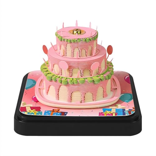 メモ帳 ケーキの形 立体カレンダー 3D付箋 かわいい 誕生日のプレゼント 便利貼り ピンクケーキ 内蔵の小型ナイトライト 紙彫刻アートクラフト 3D プレゼント 贈り物 カレンダー デスクトップ置物 クリスマスギフト 彫刻デスクトップ装飾 卓上装飾