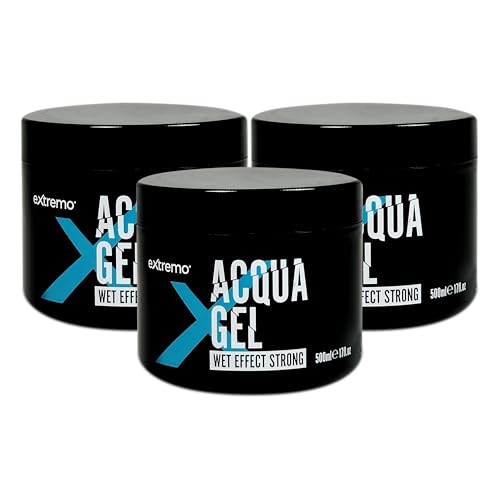 Gel Fijador Efecto Mojado 500 ml – Fijación Extra Fuerte y Sin Residuos para Todos los Cabellos – Brillo Húmedo Duradero (3 Unidades)