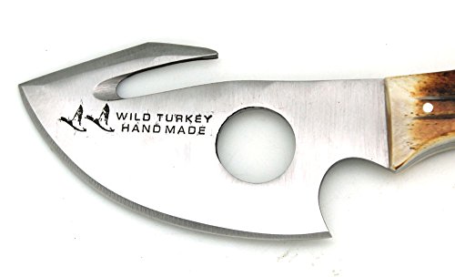Wild Turkey Handmade Camel Bone Handle Fixed Blade Gut Hook Skinner Hunting Knife Outdoors Camping Fishing (Burnt Bone) #TOP2