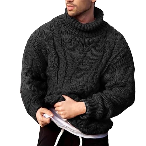 Pull à col roulé torsadé homme en maille texturée haut de gamme manches longues