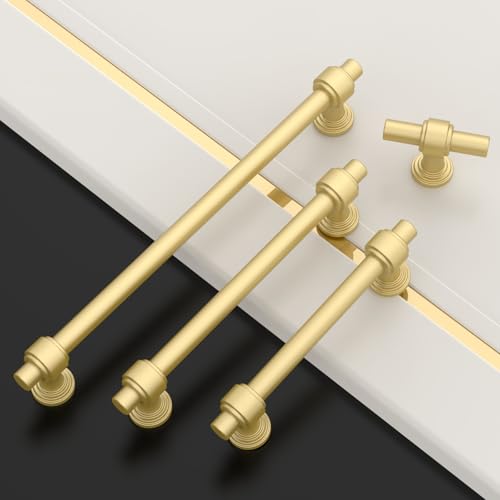 Asidrama 10 Pack 5 Inch(128mm) Brushed Gold Kitchen Cabinet Handles, Cabinet Pulls Kitchen Cabinet Hardware for Cupboard Drawer Pulls by Asidrama - Image 6