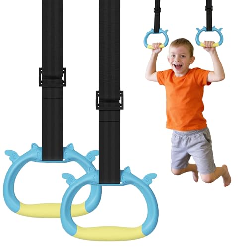 Gymnastic Rings for Kids Adults, 330LBS Capacity Home Gym Equipment, Adjustable Nylon Pull-Up Rings with Non-Slip Handle for Strength Training Stretching（1.5M）