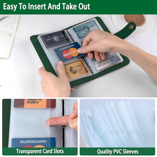 Aatacas Business Card Organizer Book for Women & Men, Unisex PU Leather Portable Business Card Book Holder, Credit Card Organizer Binder 96 Card Slots (Up to 192 Business Cards) - Thumbnail 4