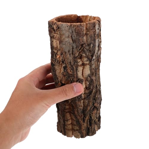 Veemoon Natural Tree Trunk Reptile Hide Cave Reptile & Amphibian Habitat Hideouts Natural Cork Bark Tree Trunk Terrarium Log Cave Wood Climbing Hide for Gecko Snakes Hermit Crabs Frog, 3. 14×7. 8\"