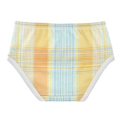 Girls' Sport Panties Organic Underpants for Kids Yellow Plaid Pattern2
