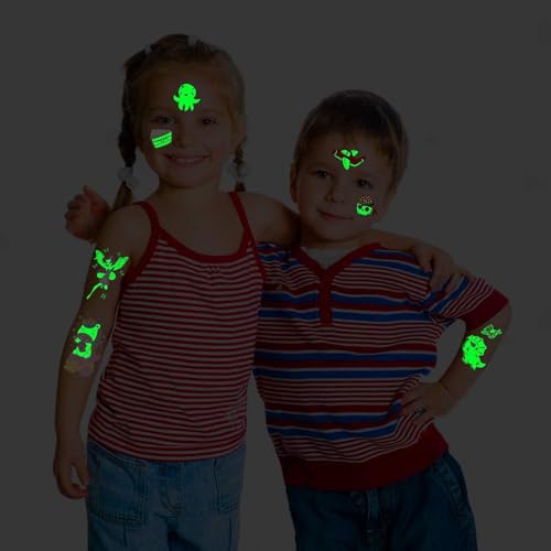 image for Partywind 380 Styles (30 Sheets) Luminous Tattoos for Kids, Mixed Styl