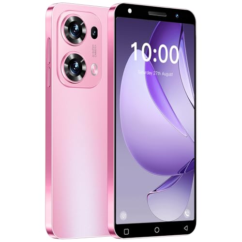 HyRich 4G Mobile Phones 5.0inch HD Screen, Android 10.0 OS, 2GB RAM+16GB ROM/128GB TF, Dual Camera Dual SIM, Support FM Radio,WIFI,GPS,Face Unlock Smartphone (Reno13Pro-Pink)