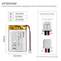 EEMB Lithium Polymer Akku 3,7 V 320mAh 402535 Wiederaufladbarer Lipo-Akku mit Molex-Anschluss für VXI Blue Parrott – bestätigen Sie die Polarität des Geräts und des Anschlusses vor dem Kauf(30) – Ansicht 3