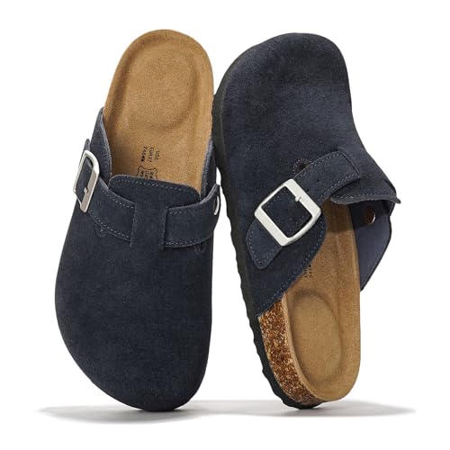 Project Cloud Genuine Leather Footbed Clogs for Women - Memory Foam Arch Support Slippers for Women - Trendy Slip-ons Women's Mules & Clogs Sandals (Benton)