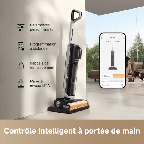 DREAME H14 Dual 5-in-1 Wet & Dry Vacuum Cleaner, Smart Dosing Cleaner, Flat Design, Brush Wash at 60°C, 5 Min Drying at 60°C, GlideWheel, 18 kPa Suction Power, Detangling Scraper - 12