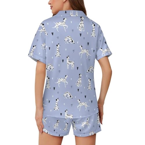 Cute Funny Dogs Pajama Sets 2 Piece Short Sleeve Sleepwear Button Down Loungewear XS-2XL4