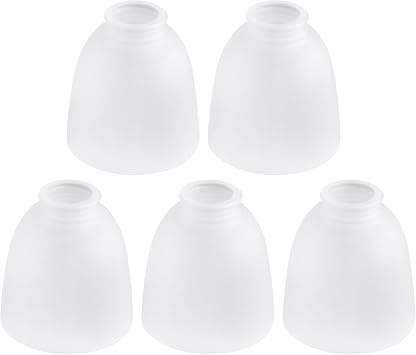 5 Pack White Frosted Glass Shade Replacements, Ceiling Fan Light Covers Glass Globes Lampshades for Chandelier, 4.92"High, 4.72"Diameter, 1.65 "Fitter, Bell Shaped Glass Shades for Vanity