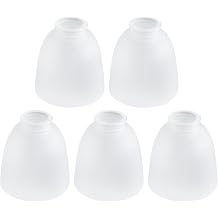 5 Pack White Frosted Glass Shade Replacements, Ceiling Fan Light Covers Glass Globes Lampshades for Chandelier, 4.92"High, 4.72"Diameter, 1.65 "Fitter, Bell Shaped Glass Shades for Vanity