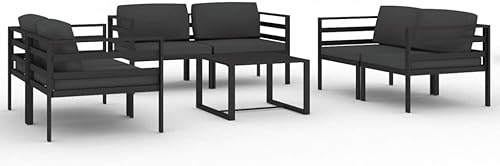 Miniatura 2 de QZZCED Juego de 7 piezas para patio con cojines, sofá al aire libre, juego de bar de patio, muebles modernos para exteriores, banco de comedor con