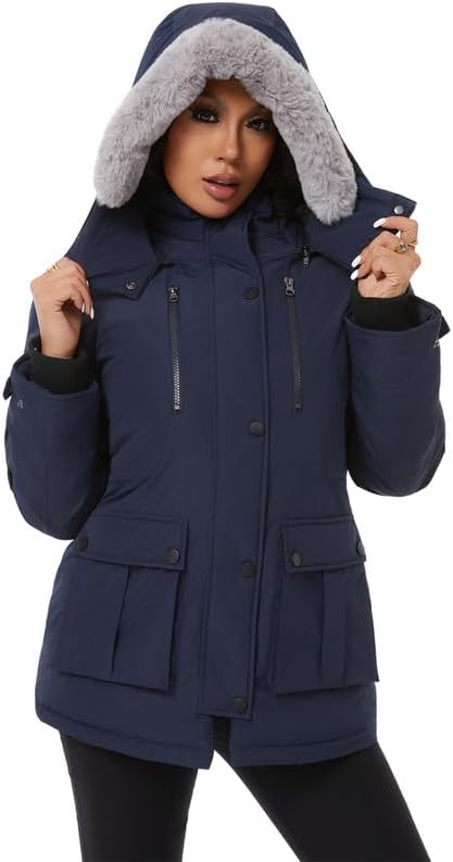 KVE Women's Quilted Winter Coat (Standard & Plus Size) Warm Puffer Jacket Thicken Parka with Removable Hood - Image 7