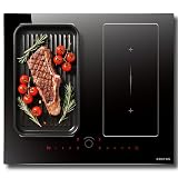 NOXTON Piano Cottura Induzione 4 Fuochi con Doppia Flessible Zone, Boost, Scorrimento Control, 7200 W Piano Cottura Elettrico 4 Piastre Incasso, 60 cm Piastra Induzione con Pausa, Mantenere il Calore