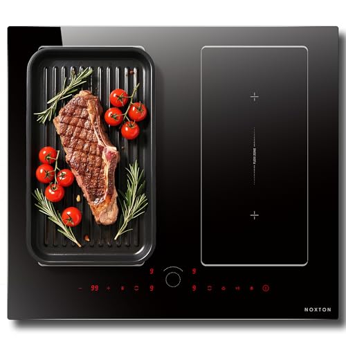 NOXTON Piano Cottura Induzione 4 Fuochi con Doppia Flessible Zone, Boost, Scorrimento Control, 7200 W Piano Cottura Elettrico 4 Piastre Incasso, 60 cm Piastra Induzione con Pausa, Mantenere il Calore