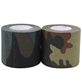 BESTOMZ 2 Stück Selbstklebendes Camouflage Stoff Tarnband aus Vliesstoff Atmungsaktiv und Vielseitig zum Schutz von Outdoor Ausrüstung und Erste Hilfe