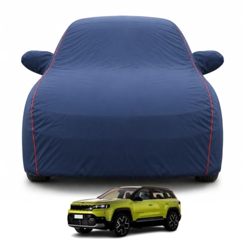 Image of Premium Car Cover for Jeep's Compass 2021-2026 Models | Waterproof, UV & Dust Protection | Mirror & Antenna Pocket | Triple Stitched, Soft Inner Lining, Belt & Buckle (Navy Blue)