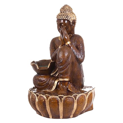 Image of 3 Feet Namaste Buddha Water Fountain for Home & Garden|Fiber Buddha Fountain with LED Light|Indoor Outdoor Fountain for Vastu & Positivity (Bronze, 3 Feet Namaste Buddha Fountain)