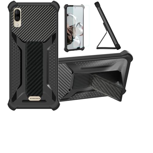bojioderf Custodia per Wiko Y80 Cover Custodia Case Ibrida [con Protezione dello Schermo in Vetro temperato] [Supporto Magnetico Pieghevole] [Resistente alle Impronte digitali Smerigliato] Nero
