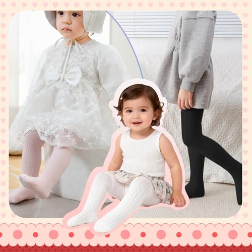 GUXIMIAR Baby Tights Cable Knit Tights Newborn Infant Toddlers Cotton Leggings Seamless Stockings Pantyhose Black 6-12M - Thumbnail 6