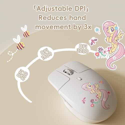 Image of My Little Pony Silent Wireless Mouse -M03 Innovative Floating Button Design, Quiet Clicks, 3 Adjustable DPI (800 /1600 /3200), Dual-Mode (2.4GHz /Bluetooth), Ergonomic for Mac /Windows (Cream)