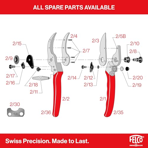 Felco F2 Pruning Shears – 9.25" Swiss-Made Garden Clippers for Professional Pruning | Hand Pruners for Gardening | Garden Tool Cutter with Precision Bypass Blade, Aluminum Body, Replaceable Parts
