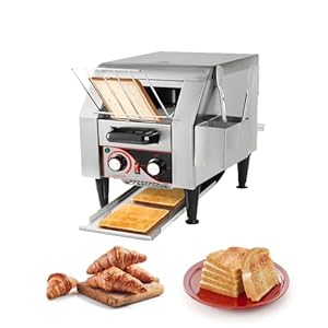 Commercial Toaster 150 Slices/Hour Conveyor Toaster Oven for Restaurant Heavy Duty 1300W Electric Stainless Steel Toaster Conveyor Belt with Handle for Cafes, Bagel Shops