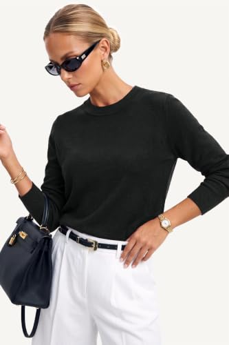 Image of Arach&Cloz Women's Wool Blend Classic Crew Neck Casual Fall Sweaters