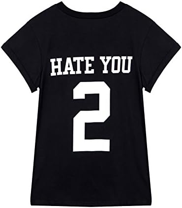 Vadim Women's Tops Cute Letters Print Tshirt Basic O neck Shirts Casual Tee Black Size Small