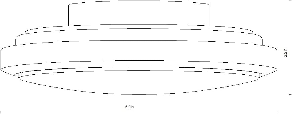 Diagram showing the dimensions of the Lucci Air Climate III Fan Light Kit, with a diameter of 6.9 inches and a height of 2.2 inches.
