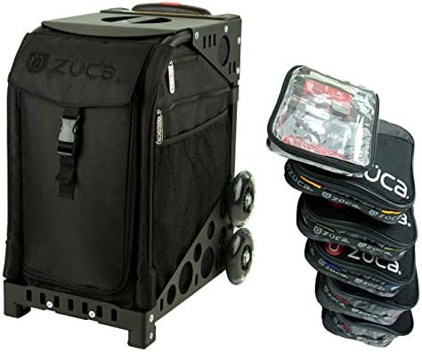 ZUCA Stealth Sport Insert Bag with Black Frame (Non-Flashing Wheels) and Special Set of 5 Packing Pouches + Toiletry Bag Bundle