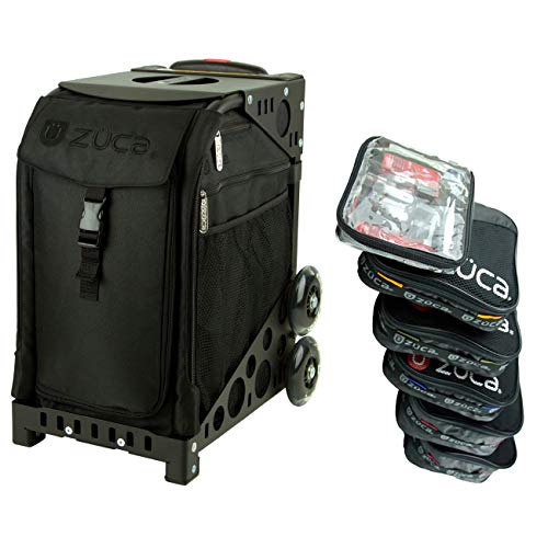 Zuca Stealth Sport Insert Bag With Black Frame (Non-Flashing Wheels) And Special Set Of 5 Packing Pouches + Toiletry Bag Bundle #TOP2