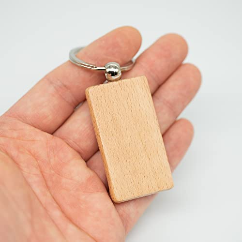 Wood Engraving Blanks Rectangle Blank Wooden Key Chain Wood Blanks For Keychains 20 Pack (Width：1.22 Inch) #TOP3