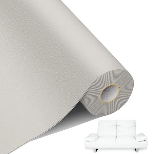 Patch Pelle Adesiva 35 x 137cm, Ecopelle Adesiva per Riparazione, Pellicola Autoadesiva in PU Pelle per Divani (Bianco)