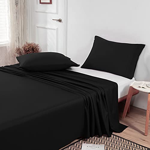 Lirex Flat Sheet (2-Pack), Full Size Extra Soft Brushed Microfiber Flat White Sheets, Machine Washable Wrinkle Free Breathable (Black, Full) by Lirex - Image 4