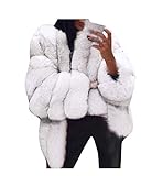 5 Damen Mantel aus Kunstfell, Übergröße, kurzärmelig, warme Pelzjacke Gr. XXX-Large, weiß