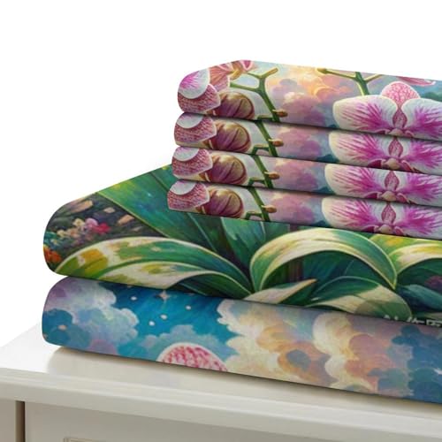 Housse de couette orchidée dendrobium 3D parure de lit microfibre zipper 260x220cm - 6