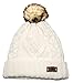 ANGELA & WILLIAM Women's Faux Fur Pompom Fleece Lined Knitted Slouchy Beanie Hat - White