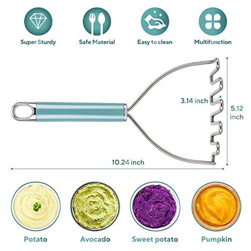 Beiyana BEIYA POTATO MASHER Premium Masher Kitchen Tool, Heavy Duty Potato Masher Stainless Steel, Metal Wire Mashed Potatoes Masher For Mashing Avocado, Bean, Vegetables, Food, Dishwasher Safe- Aqua Sky thumb #2