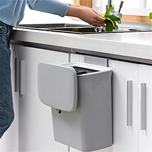 Caneca de compostaje de cocina colgante 9 L con tapa blanca miniatura 5