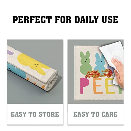 Happy Easter Peeps Placemats Set Of 4 Seasonal Spring Decor Color Bunny Linen Washable Kitchen Dining Table Mats Stain Heat-Resistant Desktop Decor Place Mats For Home Party Indoor 12X18 In #TOP5