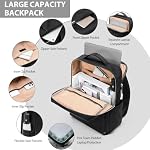 Rucksack Damen, Rucksack mit Laptop Fach 16 Zoll Herren Laptop Rucksack Wasserdicht, Schultasche Klein Backpack Women Elegant Casual Daypack, Aebeitsrucksack für Lehrer Urlaub Schwarz – Bild 4