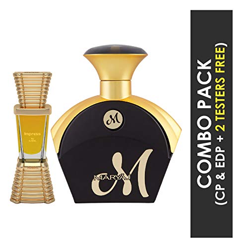 Ajmal Impress Concentrated Perfume Oil Citrus Alcohol-free Attar 10ml for Men and Maryaj M for Her Eau De Perfume Fruity Floral Perfume 90ml for Women - Image 2
