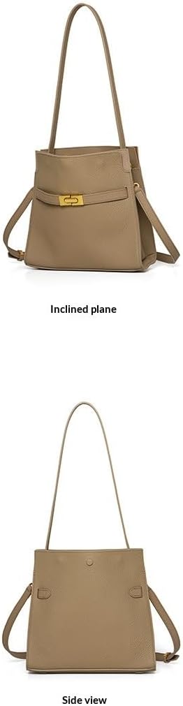 Women's Genuine Leather Shoulder Tote Bag, Top Grain Leather Satchel with Gold-Tone Turn Lock, Convertible Crossbody.