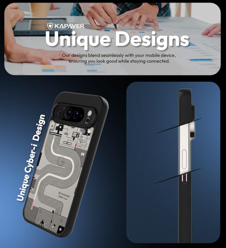 Image of KAPAVER Hybrid Shock Proof Series Back Cover Case Compatible with Google Pixel 9 Pro (PC+TPU) (Cyber-i-Black)
