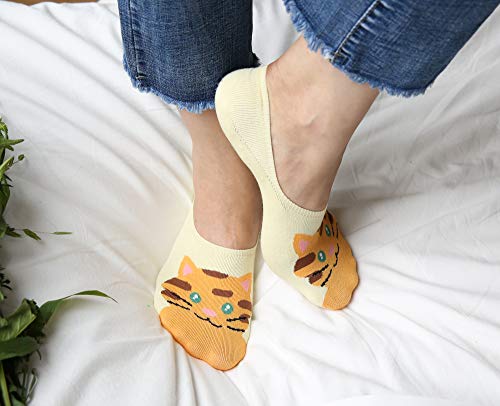 Stylegaga Women No Show Non Slip Liner Socks Animal Floral Mesh Cotton Casual Fake Socks (As1, Alpha, M, Regular, Regular, Cats - 5 Pair) #TOP7
